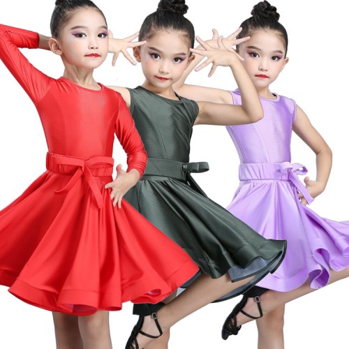 Latin dance dress girls red violet practice clothes professional competition performance clothing children's examination clothing